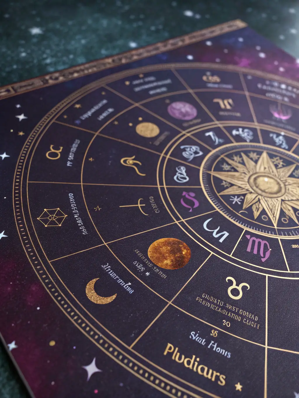 An illustrative image of a detailed Human Design chart with colorful segments and annotations highlighting key areas, used to represent the Personalized Human Design Chart service.